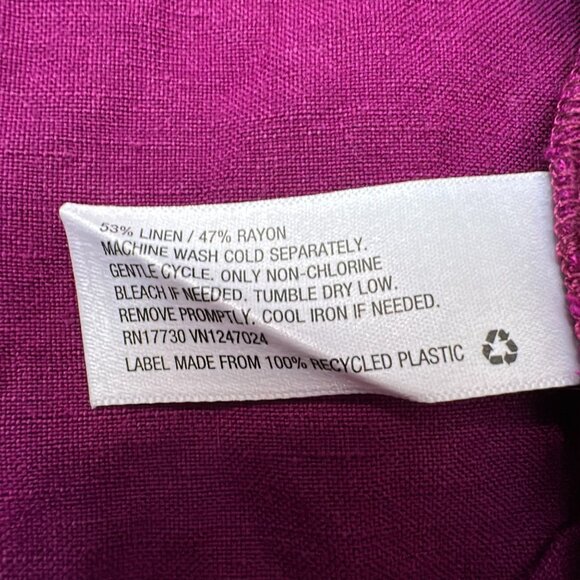 Ava & Viv Shirt Women 1X Pink Linen Blend Short Sleeve Pullover Blouse - Picture 9 of 9